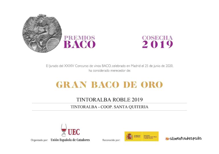 Gran Baco de Oro Tintoralba Roble Award
